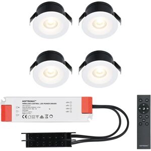 HOFTRONIC™ 4x Cadiz - Mini 12V LED Downlight weiß mit Trafo - 3 Watt - Dimmbar - IP44 wasserdicht für den Außenbereich - 2700K Warmweiß - Geringe Einbautiefe 26mm - Für Veranda, Bad, Carport und Innenbereich