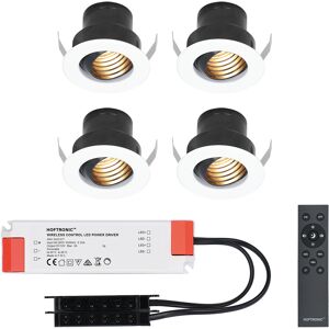 HOFTRONIC™ 4er set 12V 3W - Mini LED Einbaustrahler - Weiß - Dimmbar - Schwenkbar & vertieft - Terrassenbeleuchtung - IP44 für den Außenbereich - 2700K - Warmweiß