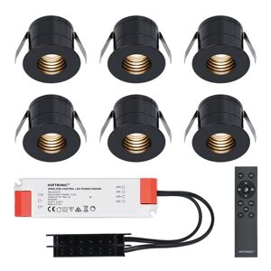 HOFTRONIC™ 6x Betty schwarzes LED-Downlight Komplett-Set - Dimmbar - 12V - 3 Watt - Verandabeleuchtung - Innen und Außenbereich - 2700K warmweiß