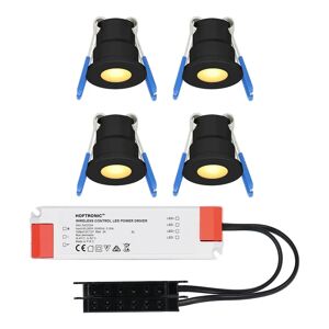 HOFTRONIC™ Milano - 4er Set LED-Einbaustrahler 12 Volt - Beleuchtung Terrassenüberdachung - Komplettset - Plug & Play - IP65 - 3 Watt - LED 2700K 200 Lumen - Schwarz