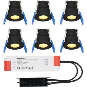 HOFTRONIC™ Milano – 6er Set LED-Einbaustrahler 12 Volt - Beleuchtung Terrassenüberdachung - Komplettset - Plug & Play - IP65 - 3 Watt - LED 2700K 200 Lumen - Schwarz