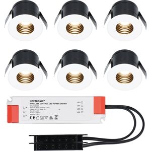 HOFTRONIC™ 6x Betty weißes LED-Downlight Komplett-Set - Nicht dimmbar - 12V - 3 Watt - Verandabeleuchtung - Innen und Außenbereich - 2700K warmweiß