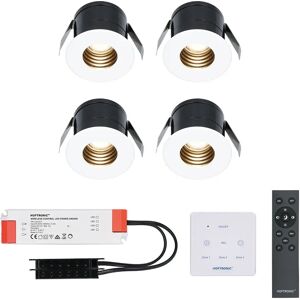 HOFTRONIC™ 4x Betty weißes LED-Downlight Komplett-Set mit Wanddimmer - 12V - 3 Watt - Verandabeleuchtung - Außenbereich - 2700K warmweiß