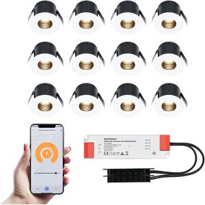 HOFTRONIC™ 12x Betty weißen Smart LED Einbaustrahler Komplett-Set - Wifi & Bluetooth - 12V - 3 Watt - 2700K warmweiß