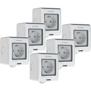 HOFTRONIC™ Set von 6 Smart Außensteckdosen - IP55 für drinnen und draußen - Smart Plug WiFi - Steuerung per App - Kompatibel mit Google Home & Alexa