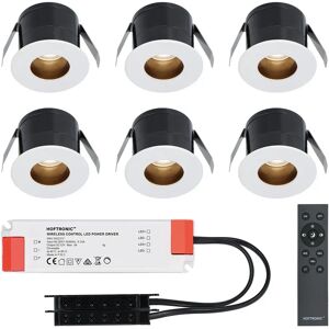 HOFTRONIC™ 6x Olivia - Mini 12V LED Downlight weiß mit Trafo - 3 Watt - Versenkt - Dimmbar - IP44 wasserdicht für den Außenbereich - 2700K Warmweiß - Geringe Einbautiefe 36mm - Für Veranda, Bad, Carport und Innenbereich