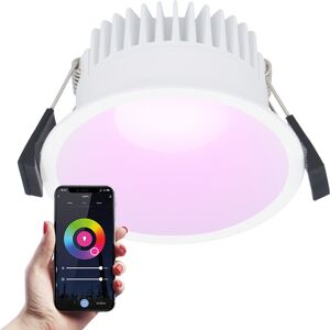 HOFTRONIC SMART Finn Smart LED-Einbauspot – 10 Watt – Deckenstrahler – RGBWW - WiFi + Bluetooth – 630 Lumen – Innen & Außen – Einbaustrahler – Amazon Alexa + Google Assist - Weiß