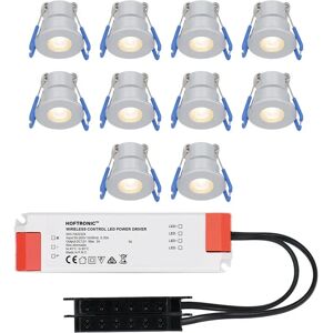 HOFTRONIC™ Milano – 10er Set LED-Einbaustrahler 12 Volt - Beleuchtung Terrassenüberdachung - Komplettset - Plug & Play - IP65 - 3 Watt - LED 2700K 200 Lumen - Edelstahl