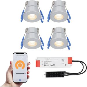 HOFTRONIC SMART Milano - 4x Smart inbouwspots veranda – Complete Set – Wifi & Bluetooth - Plug & Play - IP65 – LED 2700K warm wit - 200 lumen - 12 volt - 3 Watt - Edelstahl