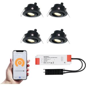 HOFTRONIC SMART Sienna – 4er Smart LED-Einbaustrahler 12 Volt - Beleuchtung Terrassenüberdachung - Komplettset - Wifi & Bluetooth - Plug & Play - Schwenkbar - IP44 - LED 2700K warmweiß - 200 Lumen - 3 Watt - Schwarz