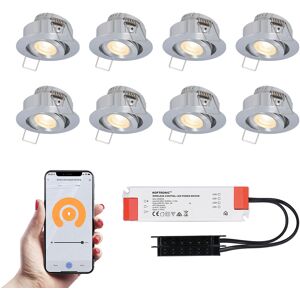 HOFTRONIC SMART Sienna - 8er Smart LED-Einbaustrahler 12 Volt - Beleuchtung Terrassenüberdachung - Komplettset - Wifi & Bluetooth - Plug & Play - Schwenkbar - IP44 - LED 2700K warmweiß - 200 Lumen - 3 Watt - Edelstahl