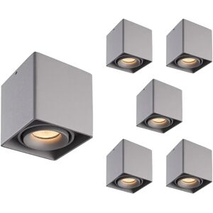 HOFTRONIC™ 6er-Set Dimmbare LED Deckenaufbaustrahler Esto 2700K GU10 Grau IP20 Schwenkbar