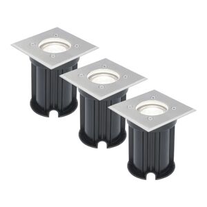 V-TAC 3x Dimmbarer LED Bodenstrahler - Quadratisch - Edelstahl - 6000K tageslichtweiß - 5 Watt - IP65 Strahlwasserdicht - 3 Jahre Garantie