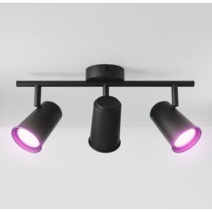 HOFTRONIC SMART Riga Smart Home Deckenleuchte 3 flammig Schwarz - Schwenkbar - 3 Strahler - GU10 RGBWW - Deckenlampe für Wohnzimmer - Aufbau Deckenspot - Amazon Alexa & Google Home