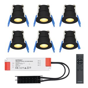 HOFTRONIC™ Milano - 6er Set LED-Einbaustrahler 12 Volt - Beleuchtung Terrassenüberdachung - Dimmbar - Komplettset mit Fernbedienung - 3 Watt - Plug & Play - 2700K 200 Lumen - IP65 wasserdicht - Schwarz