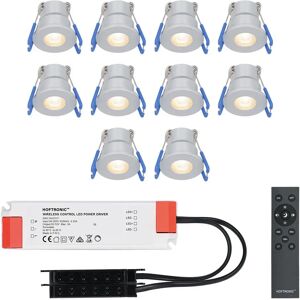 HOFTRONIC™ Milano - 4er Set LED-Einbaustrahler 12 Volt - Beleuchtung Terrassenüberdachung - Dimmbar - Komplettset mit Fernbedienung - 3 Watt - Plug & Play - 2700K 200 Lumen - IP65 wasserdicht - Edelstahl