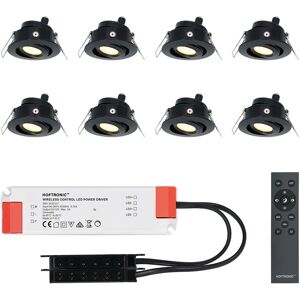 HOFTRONIC™ Sienna - 8er Set LED-Einbaustrahler 12 Volt - Beleuchtung Terrassenüberdachung - Dimmbar - 3 Watt - Komplettset mit Fernbedienung - Schwenkbar - Plug & Play - 2700K 200 Lumen - IP44 - Schwarz