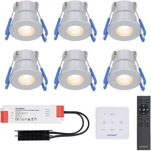 Cree Milano - 6er Set LED-Einbaustrahler 12 Volt - Beleuchtung Terrassenüberdachung - Dimmbar - Komplettset mit Fernbedienung & Wanddimmer - 3 Watt - Plug & Play - 2700K 200 Lumen - IP65 wasserdicht - Edelstahl