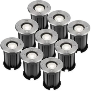 HOFTRONIC™ 9x Maisy dimmbarer LED Bodenstrahler - Rund - Edelstahl - 6000K tageslichtweiß - 5 Watt - IP67 Strahlwasserdicht - 3 Jahre Garantie