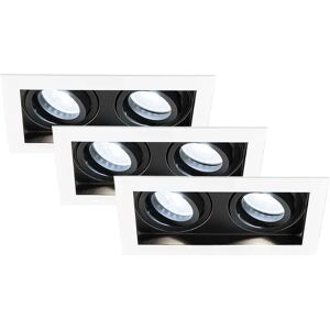 HOFTRONIC™ 3er-Set Durham LED Einbaustrahler Doppel Weiß - GU10 5 Watt 400 lumen – 6000K Tageslichtweiß - Schwenkbar - IP20 für Innen - Rechteckig