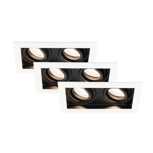 HOFTRONIC™ 3er-Set Durham LED Einbaustrahler Doppel Weiß - GU10 5 Watt 400 lumen – 4000K Neutralweiß - Schwenkbar - IP20 für Innen - Rechteckig