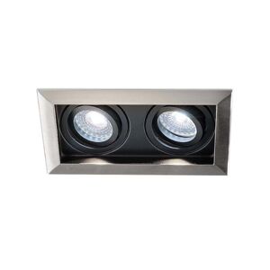HOFTRONIC™ Durham LED Einbaustrahler Doppel Edelstahl - GU10 5 Watt 400 lumen – 6000K Tageslichtweiß - Schwenkbar - IP20 für Innen - Rechteckig
