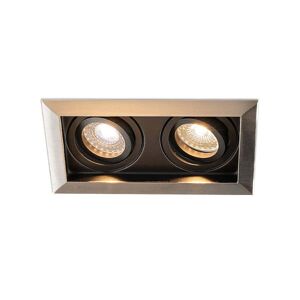 HOFTRONIC™ Durham LED Einbaustrahler Doppel Edelstahl - GU10 5 Watt 400 lumen – 2700K Warmweiß - Schwenkbar - IP20 für Innen - Rechteckig