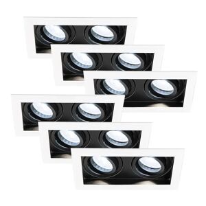 HOFTRONIC™ 6er-Set Durham LED Einbaustrahler Doppel Weiß - GU10 5 Watt 400 lumen – 6000K Tageslichtweiß - Schwenkbar - IP20 für Innen - Rechteckig