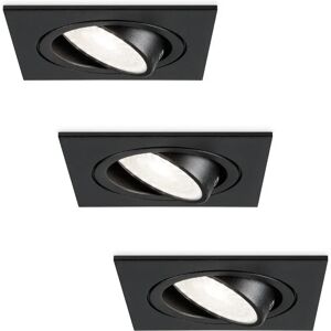 HOFTRONIC™ Satz von 3 dimmbarer LED Einbaustrahler Mallorca Schwarz Viereckig - Schwenkbar - 5 Watt - IP20 - 6000K Tageslichtweiß - LED spots Decke - LED Einbaustrahler flach