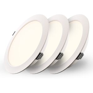 HOFTRONIC™ 3er-Set Georgia LED Einbaustrahler Ultra Flach - Deckenspot weiß - Einbautiefe 25mm - 12W 1160lm - Rund - 2700K Warmweiß - Ø170 mm - IP20 für Innen