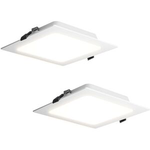 HOFTRONIC™ Set mit 2 Virginia Einbaustrahlern quadratisch - 6 Watt 490 lumen - 4000K Neutralweiß - IP20 Staubdicht - 120x120mm - Einbautiefe 25mm - Weiß