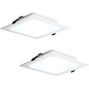 HOFTRONIC™ Set mit 2 Virginia Einbaustrahlern quadratisch - 6 Watt 490 lumen - 6500K Tageslichtweiß - IP20 Staubdicht - 120x120mm - Einbautiefe 25mm - Weiß