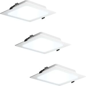 HOFTRONIC™ Set mit 3 Virginia Einbaustrahlern quadratisch - 6 Watt 490 lumen - 6500K Tageslichtweiß - IP20 Staubdicht - 120x120mm - Einbautiefe 25mm - Weiß