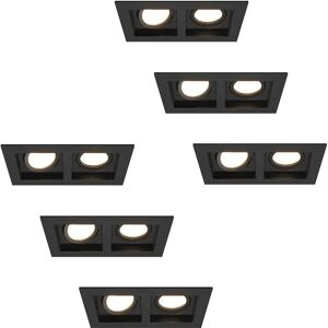 HOFTRONIC™ 6er-Set Fresno Doppel-Einbaustrahler - Rechteckig - 2x GU10 - 4000KNeutral weiß- 10 Watt 800 lumen- Schwenkbar - IP20 staubdicht - Schwarz - Mit Kabelanschlüssen