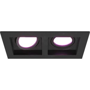 HOFTRONIC™ Fresno Doppel-Einbaustrahler - Rechteckig - 2x GU10 - RGBWW 16,5 Millionen Farben- 11 Watt 690 lumen- Schwenkbar - IP20 staubdicht - Schwarz - Mit Kabelanschlüssen