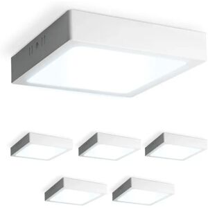 HOFTRONIC™ 6er-Set Carolina Aufbaustrahler quadratisch - 12 Watt 1160 Lumen - Weiß - 6500K Tageslichtweiß - LED-Downlight - IP20 staubdicht - 160mm