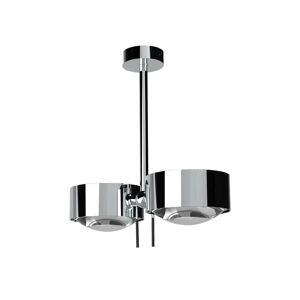 Top Light Puk Maxx Side Twin Deckenleuchte 2x Linse klar / 2x Glas matt   20cm   Standard-Fassung   chrom