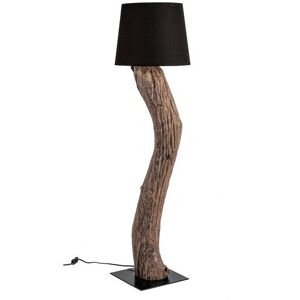 Kleta stehlampe von bizzotto, säule aus recyceltem holz, baumwollschirm