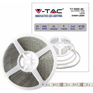 V-Tac Vt-5050 12v Led Streifen Strip Smd5050 5m 7w/m 60led/m 100lm/w Rgb-Multicolor Wasserdicht Ip65 - Sku 212155