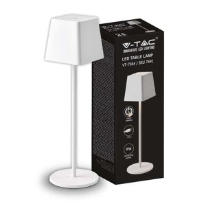 V-Tac Vt-7563 Poldina Led-Tischlampe 2w Warmweiß 3000k Mit Batterie 4400ma Ein/aus-Taste Touch Dimmbar Weiße Farbe Ip54 - Sku 7691