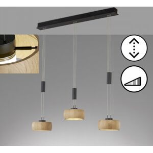 Fischer & Honsel 61093 LED Pendelleuchte Shine-Wood 3-flammig schwarz eiche natur geölt