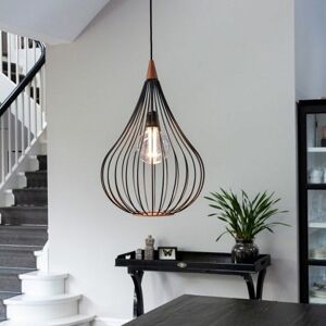 Halo Design No. 990921 LED Pendelleuchte DROPS, schwarz matt-Holz Ø 38