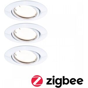 Paulmann 92463 LED Einbauleuchte Smart Home Zigbee Base Coin Basisset schwenkbar rund 90mm 20° 3x4,9W 3x430lm 230V dimmbar 3000K Weiß