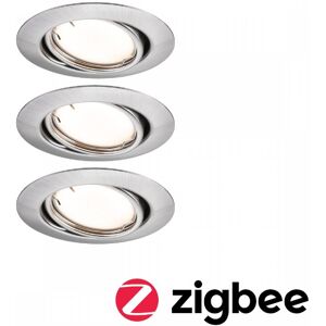 Paulmann 92464 LED Einbauleuchte Smart Home Zigbee Base Coin Basisset schwenkbar rund 90mm 20° 3x4,9W 3x430lm 230V dimmbar 3000K Eisen gebürstet