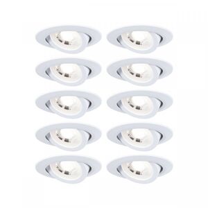 Paulmann 99996 LED Einbauleuchte 10er-Pack schwenkbar rund 82mm 70° 10x4,8W 10x450lm 230V 3000K Weiß matt