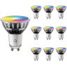 HOFTRONIC™ 10x GU10 Smart Spot - 4,5 Watt 350 lumen - RGB + 2200K-6500K - WiFi + Bluetooth - Glas Strahler - App Steuern, Google Home, Amazon Alexa en Siri