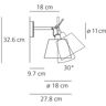 Artemide Tolomeo Diffusore 18 Wandleuchte Pergamentschirm Ø 18cm