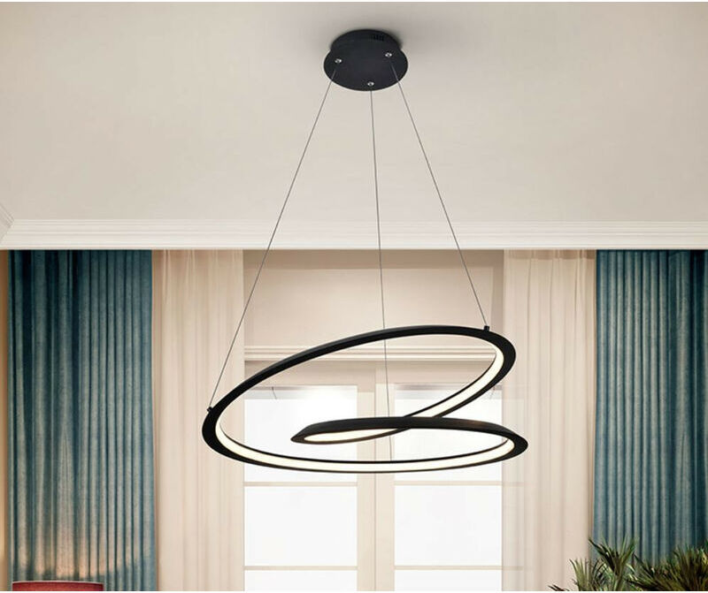 SCHULLER LIGHTING Schuller Looping Moderne Designer led Ring Swirl Pendelleuchte Mattschwarz, 1800lm, 3000K