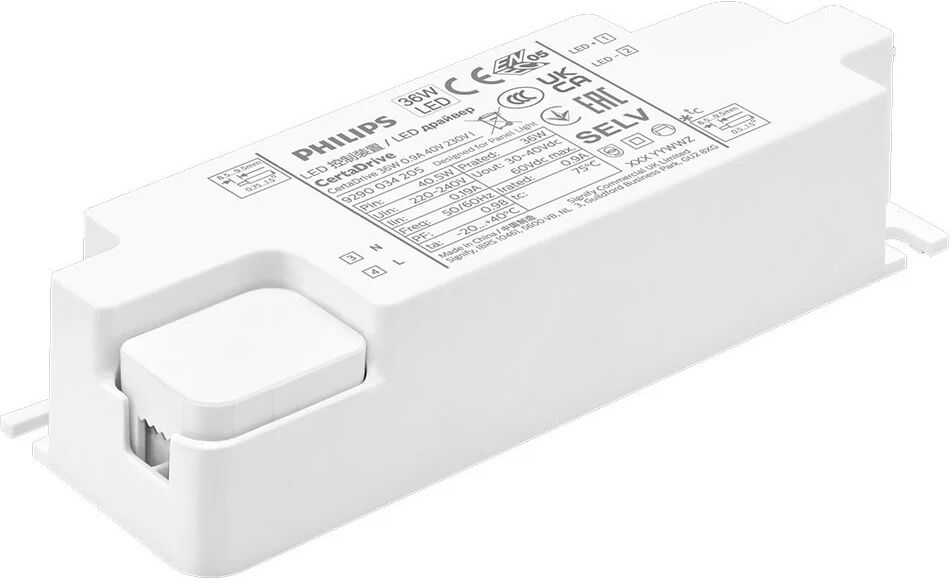 CertaDrive LED-Panel-Transformator - 36W - Philips Treiber - DC-Anschluss - LED-Treiber - IP20 für Innen