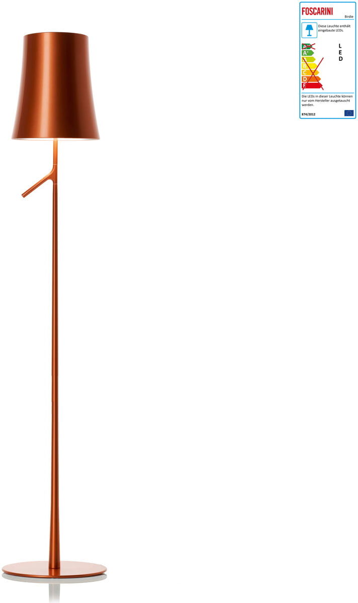 Foscarini - Birdie Lettura LED-Stehleuchte mit Dimmer, Kupfer